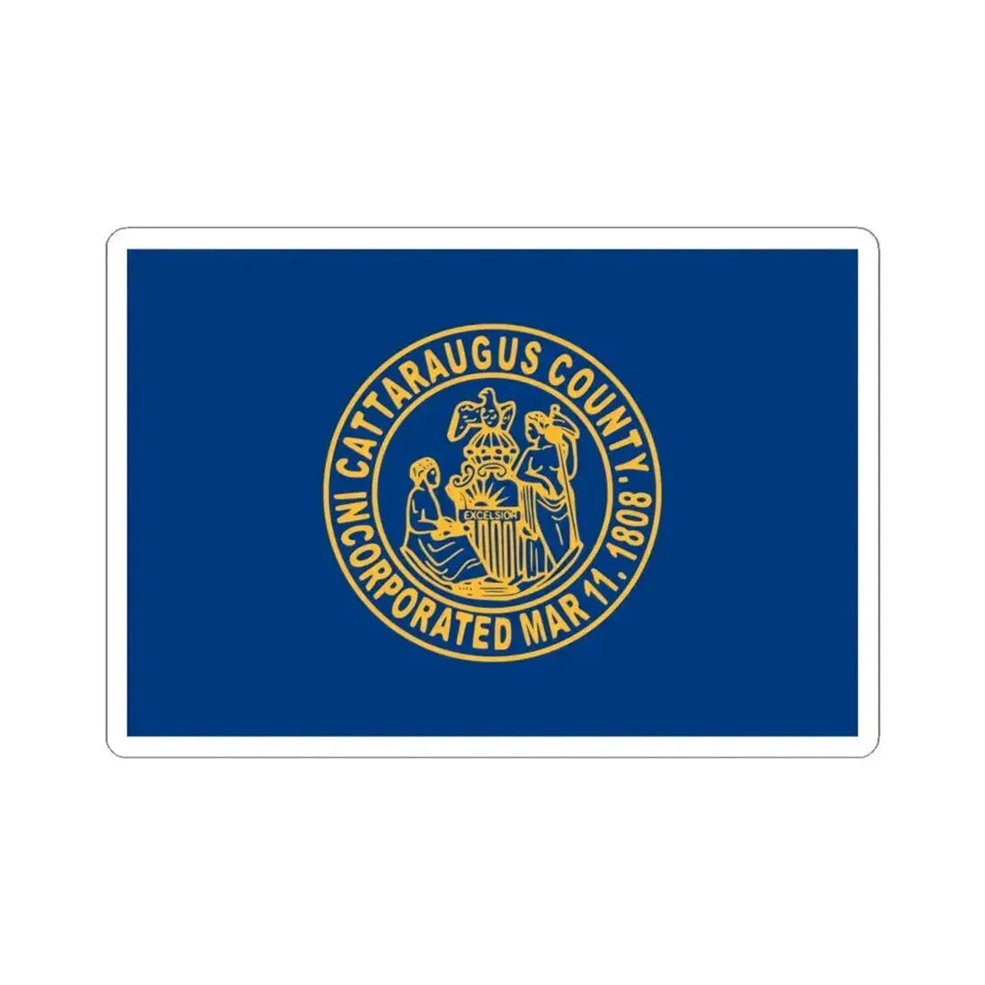 Flag of Cattaraugus County New York (United States) STICKER Vinyl Kiss-Cut Decal 4 Inch White - The Sticker Space