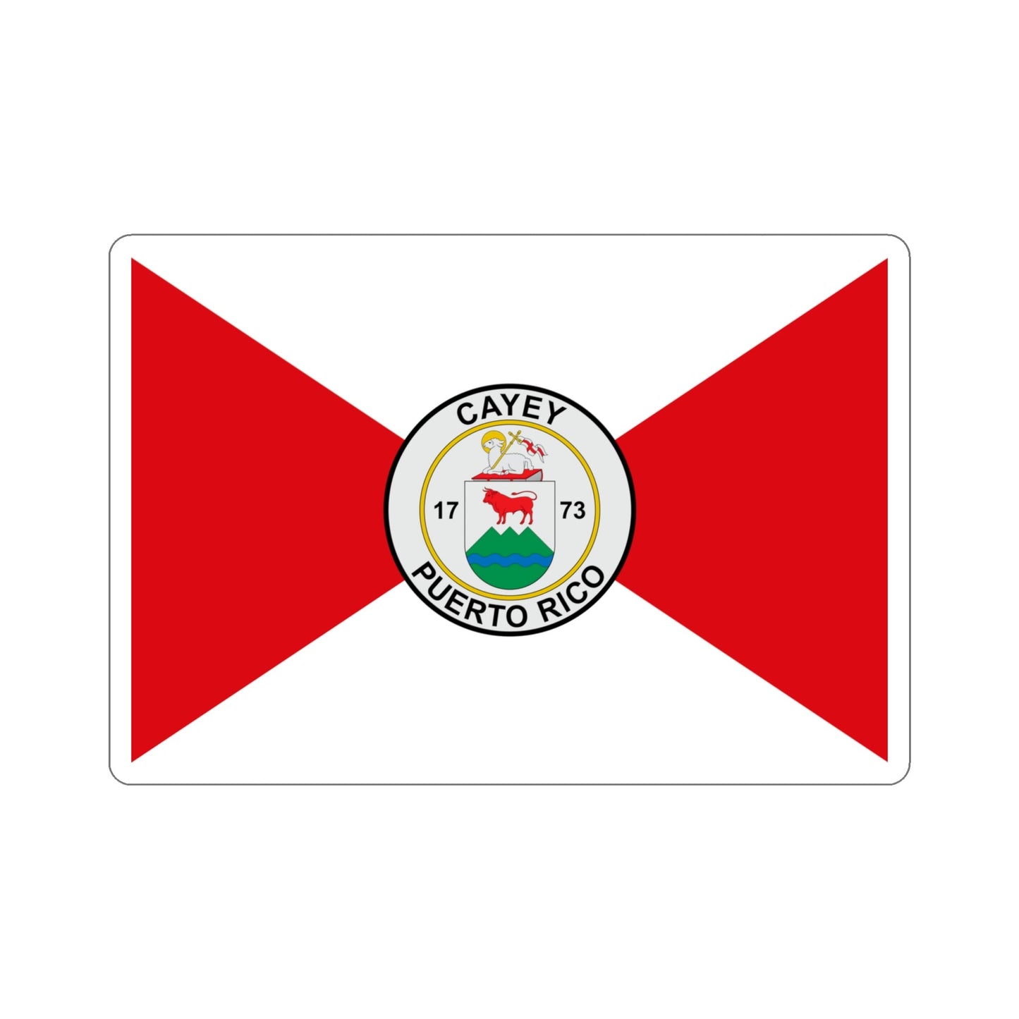 Flag of Cayey Puerto Rico STICKER Vinyl Die-Cut Decal-4 Inch-The Sticker Space