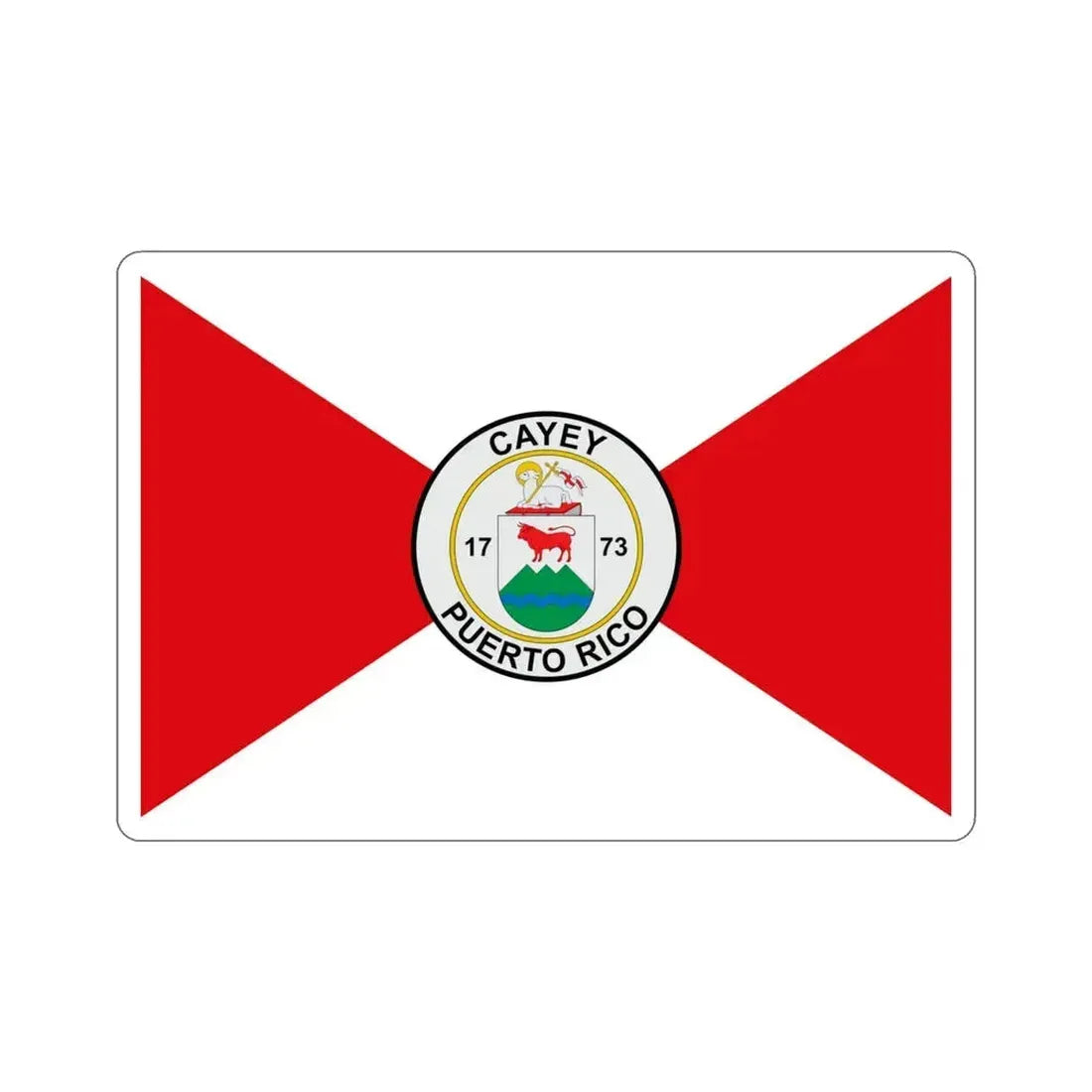 Flag of Cayey Puerto Rico STICKER Vinyl Die-Cut Decal 4 Inch - The Sticker Space