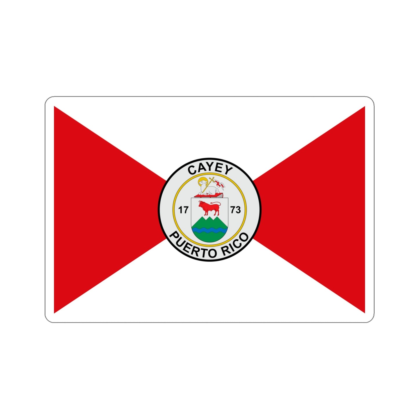 Flag of Cayey Puerto Rico STICKER Vinyl Die-Cut Decal-5 Inch-The Sticker Space