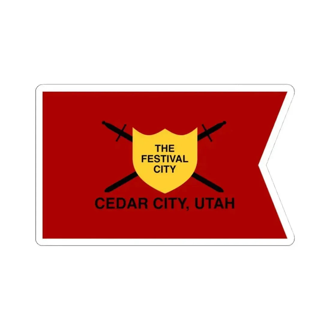 Flag of Cedar City Utah 2010-2023 (United States) STICKER Vinyl Kiss-Cut Decal 4 Inch White - The Sticker Space