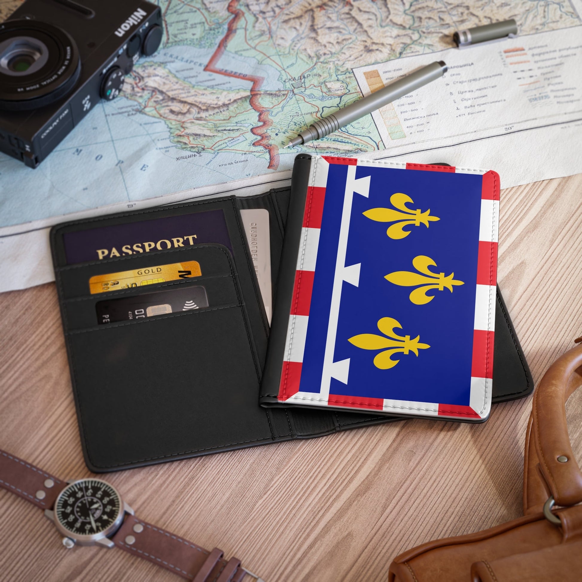 Flag of Centre Val de Loire France 2 - Passport Holder-3.9" x 5.8"-The Sticker Space