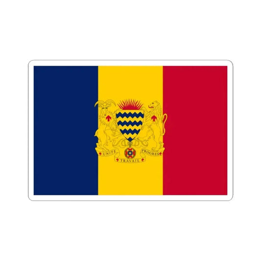 Flag of Chad with coat of arms (Chad) STICKER Vinyl Kiss-Cut Decal 2 Inch White - The Sticker Space