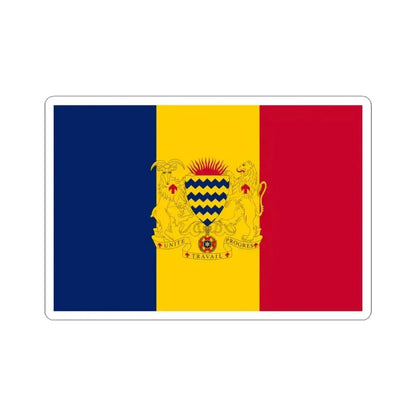 Flag of Chad with coat of arms (Chad) STICKER Vinyl Kiss-Cut Decal 3 Inch White - The Sticker Space