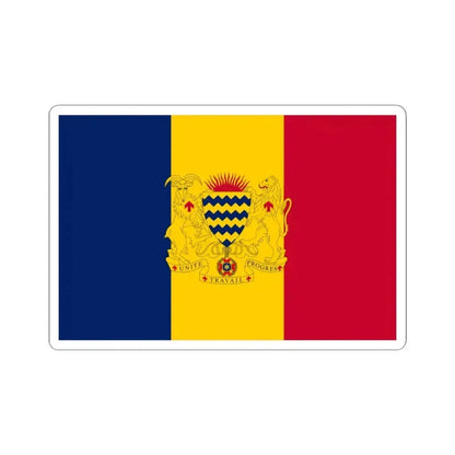 Flag of Chad with coat of arms (Chad) STICKER Vinyl Kiss-Cut Decal 4 Inch White - The Sticker Space