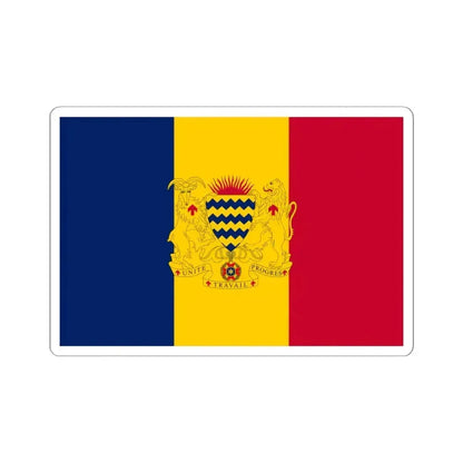 Flag of Chad with coat of arms (Chad) STICKER Vinyl Kiss-Cut Decal 6 Inch White - The Sticker Space