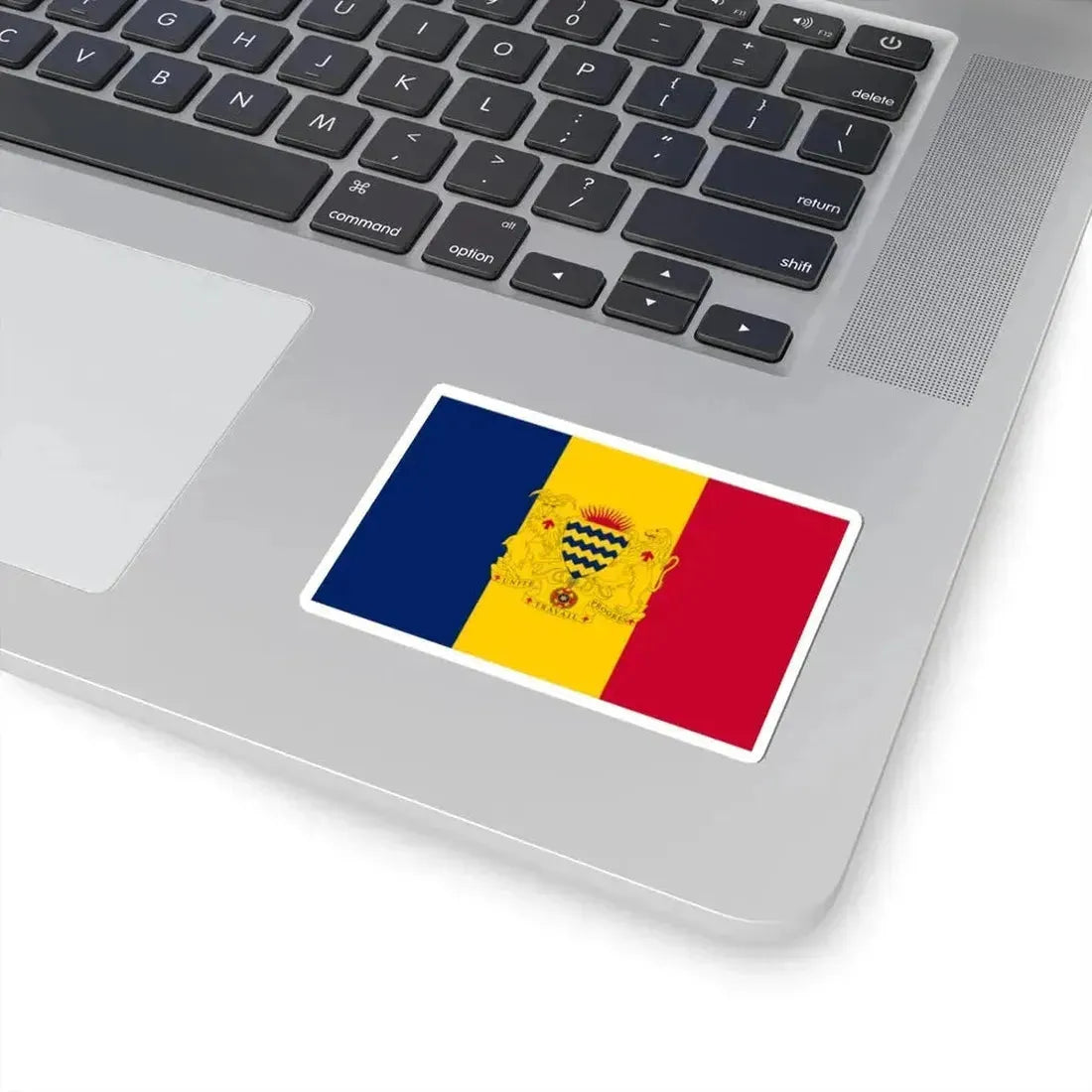 Flag of Chad with coat of arms (Chad) STICKER Vinyl Kiss-Cut Decal - The Sticker Space