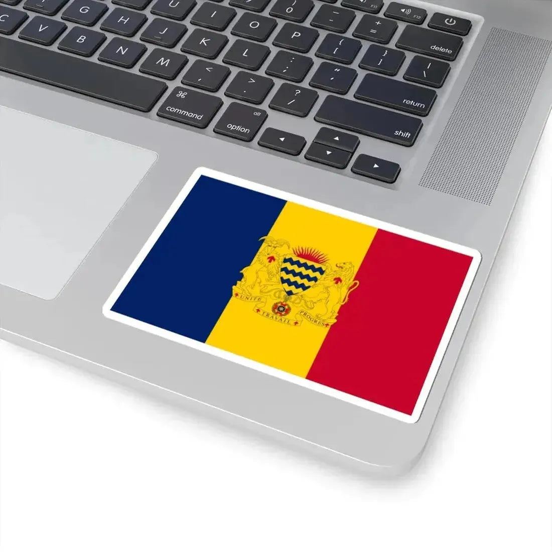 Flag of Chad with coat of arms (Chad) STICKER Vinyl Kiss-Cut Decal - The Sticker Space