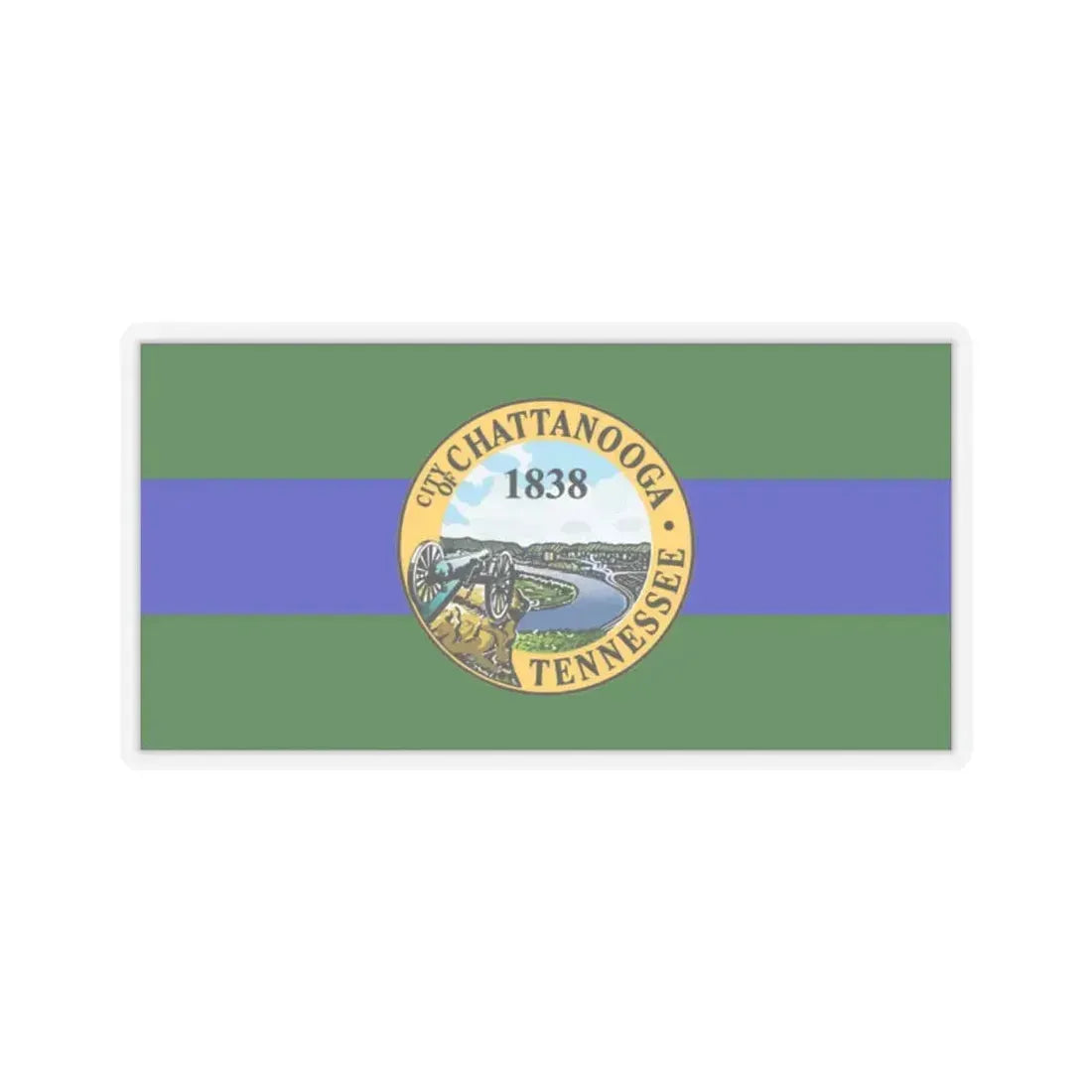 Flag of Chattanooga, Tennessee - STICKER Vinyl Kiss-Cut Decal 2 Inch Transparent - The Sticker Space