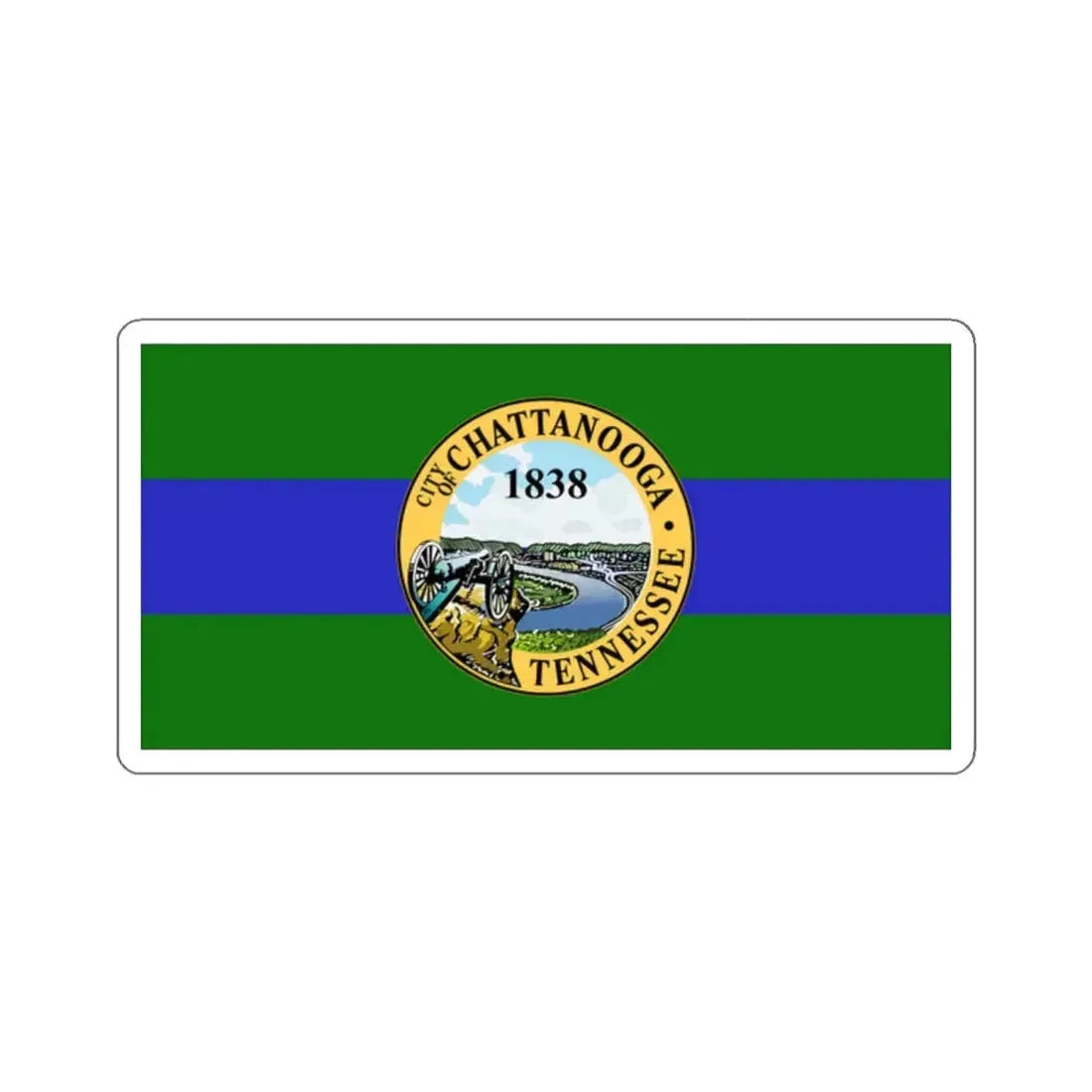 Flag of Chattanooga, Tennessee - STICKER Vinyl Kiss-Cut Decal 2 Inch White - The Sticker Space
