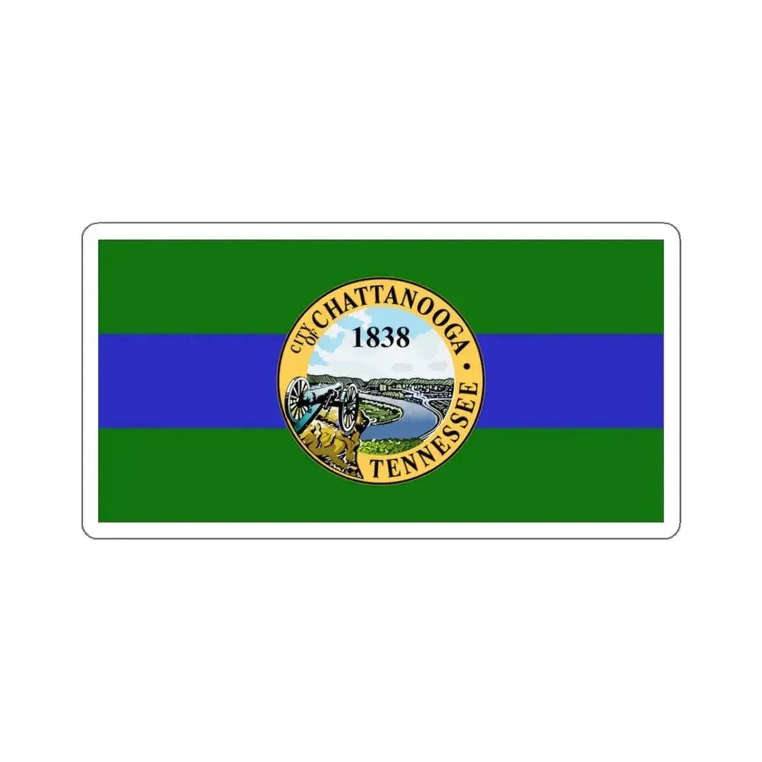 Flag of Chattanooga, Tennessee - STICKER Vinyl Kiss-Cut Decal 3 Inch White - The Sticker Space