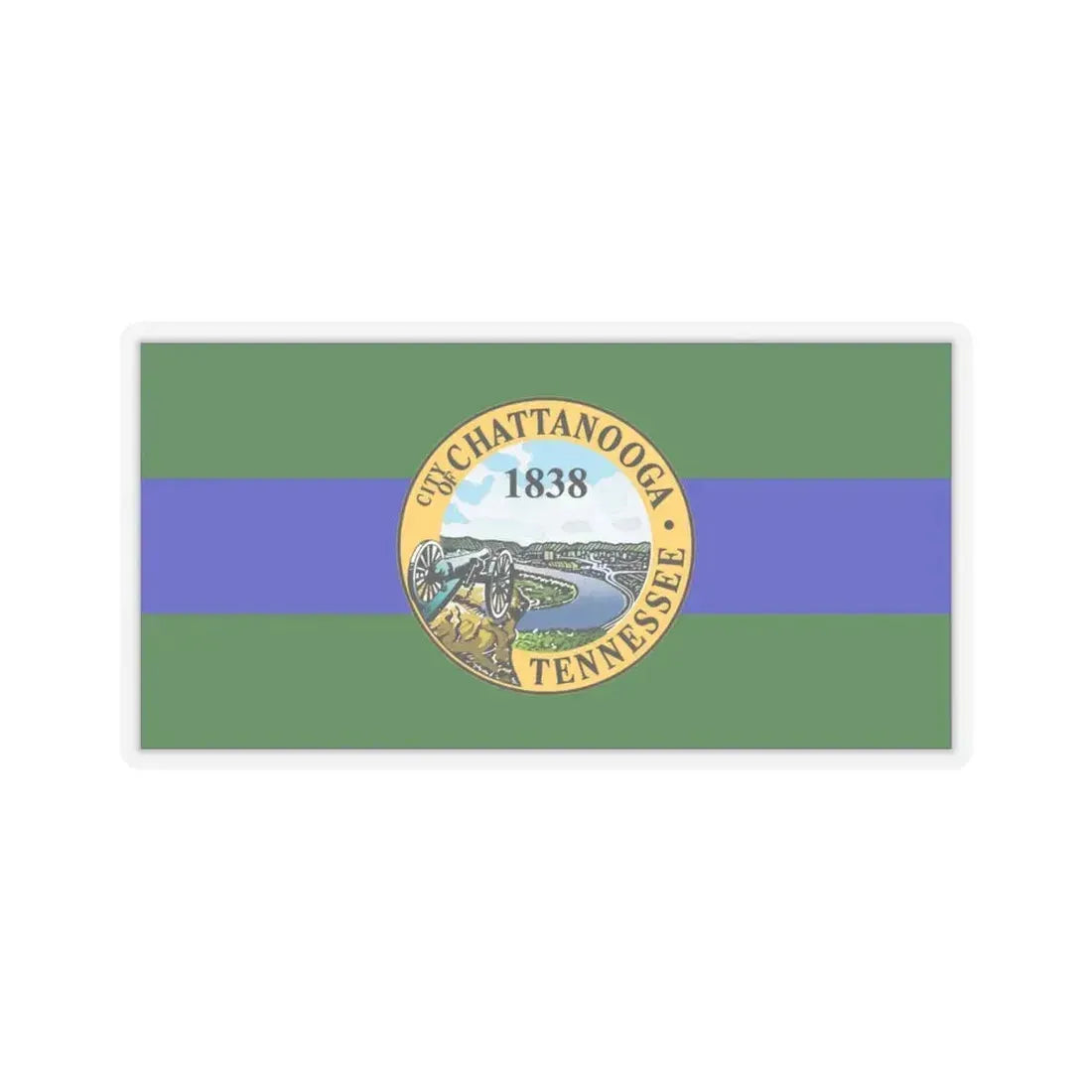 Flag of Chattanooga, Tennessee - STICKER Vinyl Kiss-Cut Decal 4 Inch Transparent - The Sticker Space