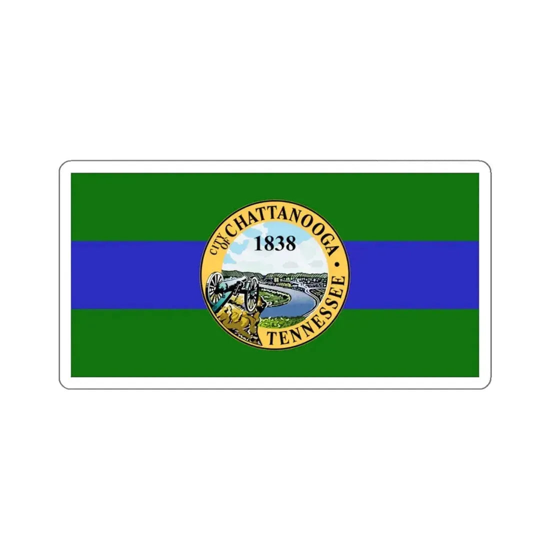 Flag of Chattanooga, Tennessee - STICKER Vinyl Kiss-Cut Decal 4 Inch White - The Sticker Space