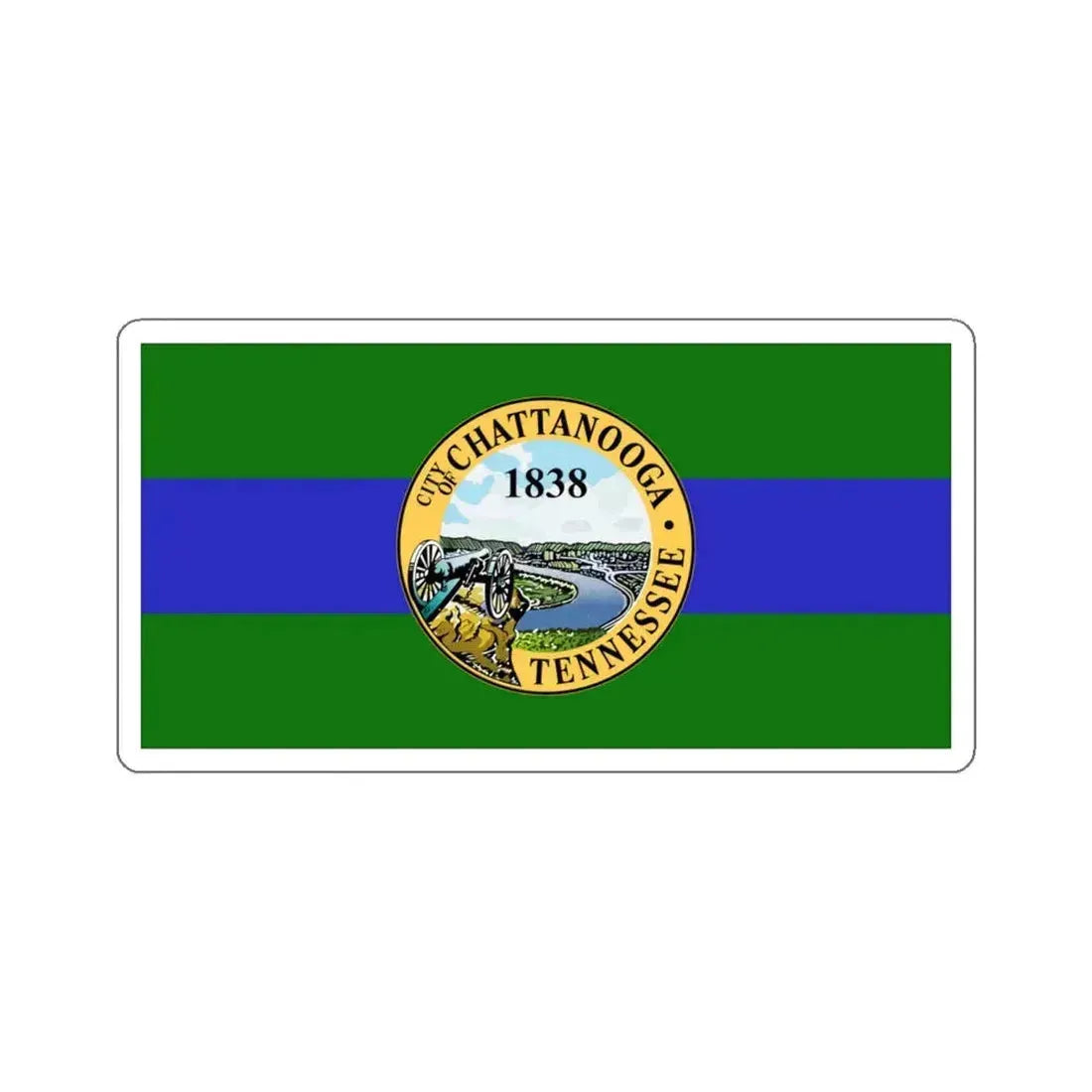 Flag of Chattanooga, Tennessee - STICKER Vinyl Kiss-Cut Decal 6 Inch White - The Sticker Space
