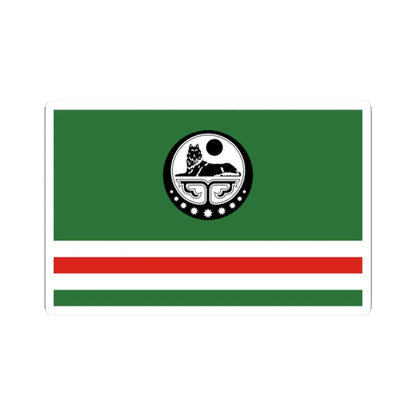 Flag of Chechen Republic of Ichkeria with Coat of Arms (Russia) STICKER Vinyl Kiss-Cut Decal 2 Inch White - The Sticker Space