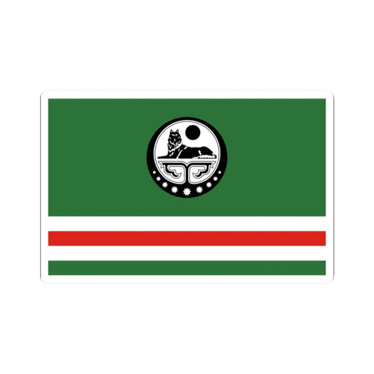 Flag of Chechen Republic of Ichkeria with Coat of Arms (Russia) STICKER Vinyl Kiss-Cut Decal 2 Inch White - The Sticker Space