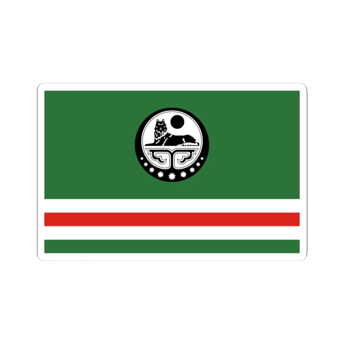 Flag of Chechen Republic of Ichkeria with Coat of Arms (Russia) STICKER Vinyl Kiss-Cut Decal 3 Inch White - The Sticker Space