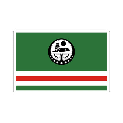 Flag of Chechen Republic of Ichkeria with Coat of Arms (Russia) STICKER Vinyl Kiss-Cut Decal 3 Inch White - The Sticker Space