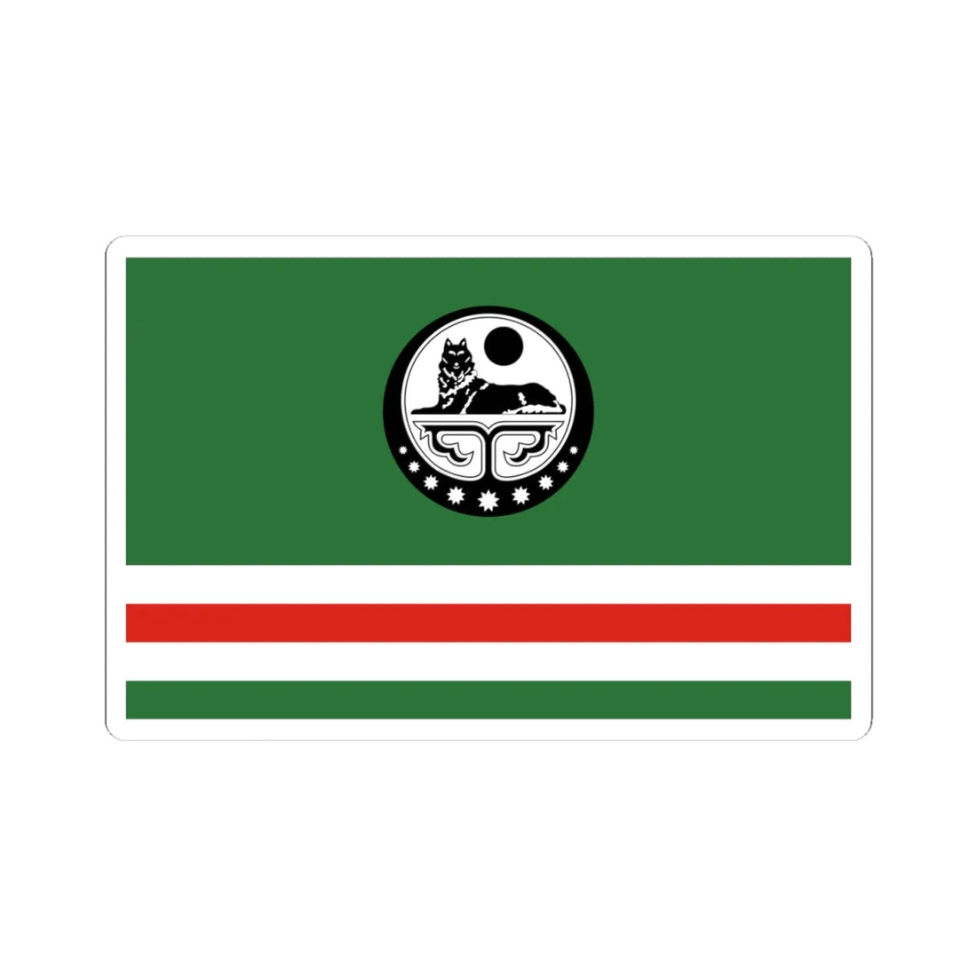 Flag of Chechen Republic of Ichkeria with Coat of Arms (Russia) STICKER Vinyl Kiss-Cut Decal 4 Inch White - The Sticker Space