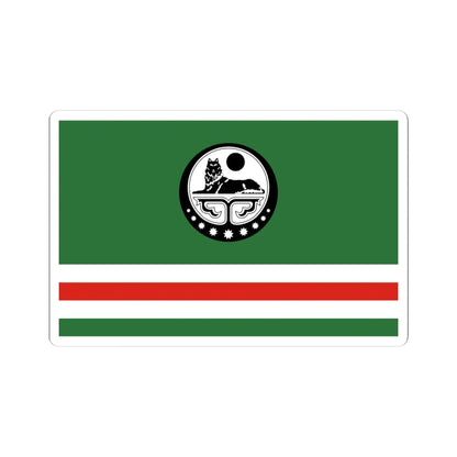 Flag of Chechen Republic of Ichkeria with Coat of Arms (Russia) STICKER Vinyl Kiss-Cut Decal 4 Inch White - The Sticker Space