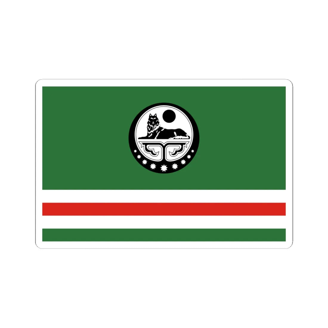 Flag of Chechen Republic of Ichkeria with Coat of Arms (Russia) STICKER Vinyl Kiss-Cut Decal 6 Inch White - The Sticker Space