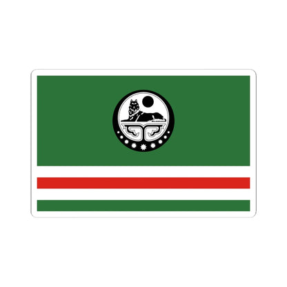 Flag of Chechen Republic of Ichkeria with Coat of Arms (Russia) STICKER Vinyl Kiss-Cut Decal 6 Inch White - The Sticker Space