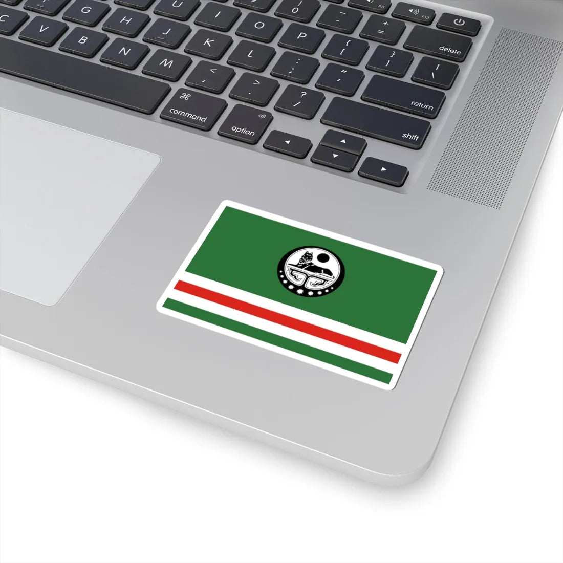 Flag of Chechen Republic of Ichkeria with Coat of Arms (Russia) STICKER Vinyl Kiss-Cut Decal - The Sticker Space
