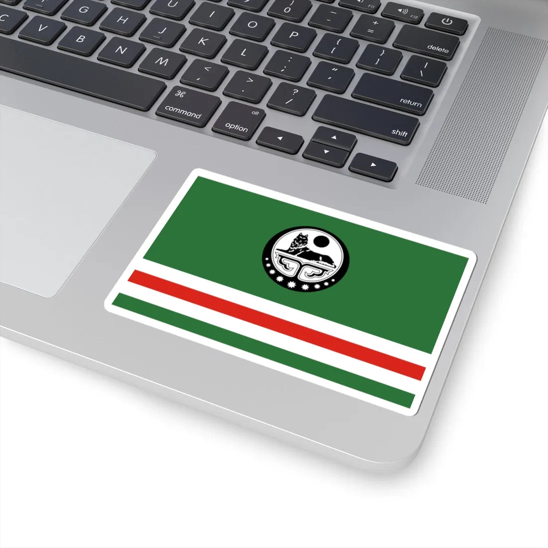 Flag of Chechen Republic of Ichkeria with Coat of Arms (Russia) STICKER Vinyl Kiss-Cut Decal - The Sticker Space