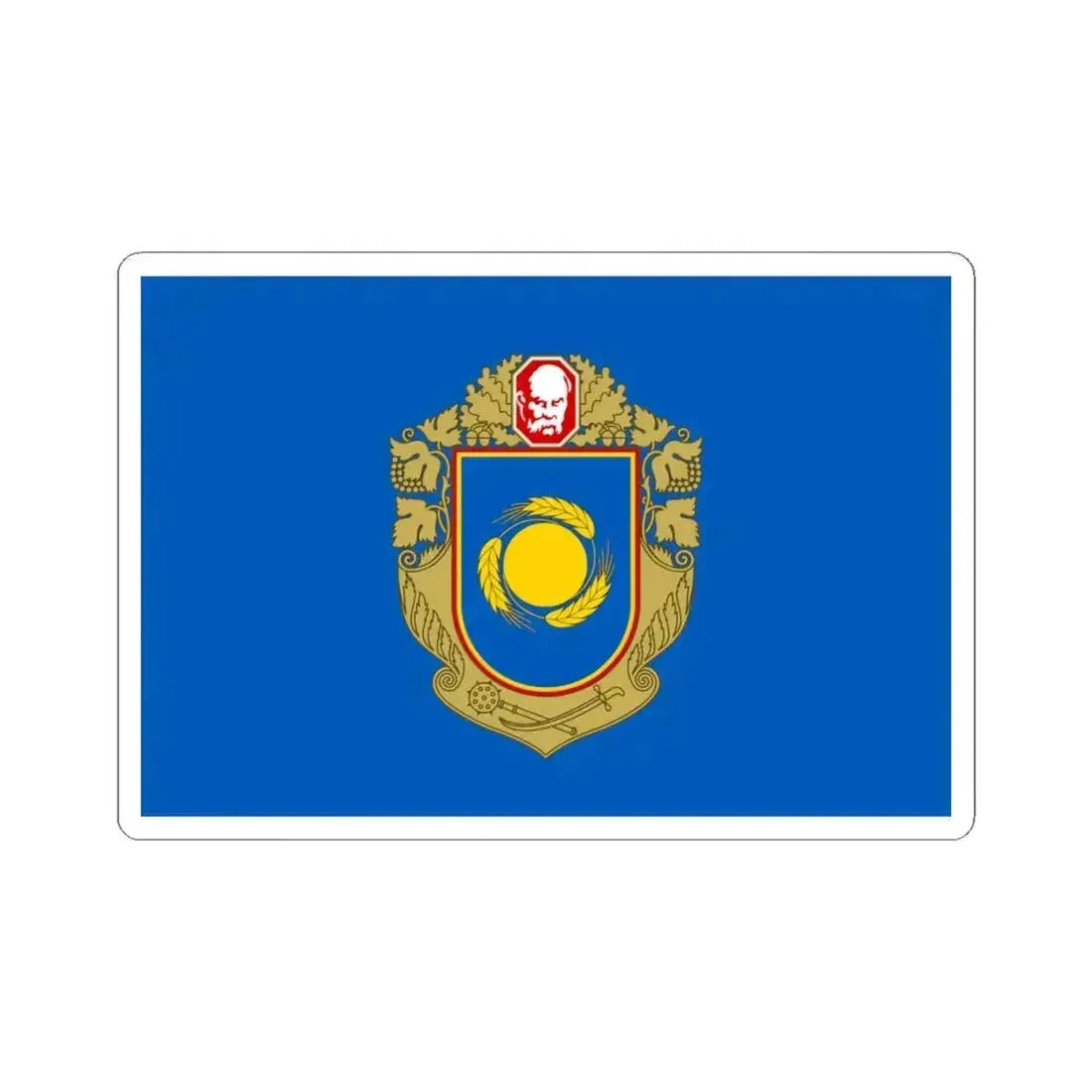 Flag of Cherkasy Oblast Ukraine - STICKER Vinyl Kiss-Cut Decal 4 Inch White - The Sticker Space