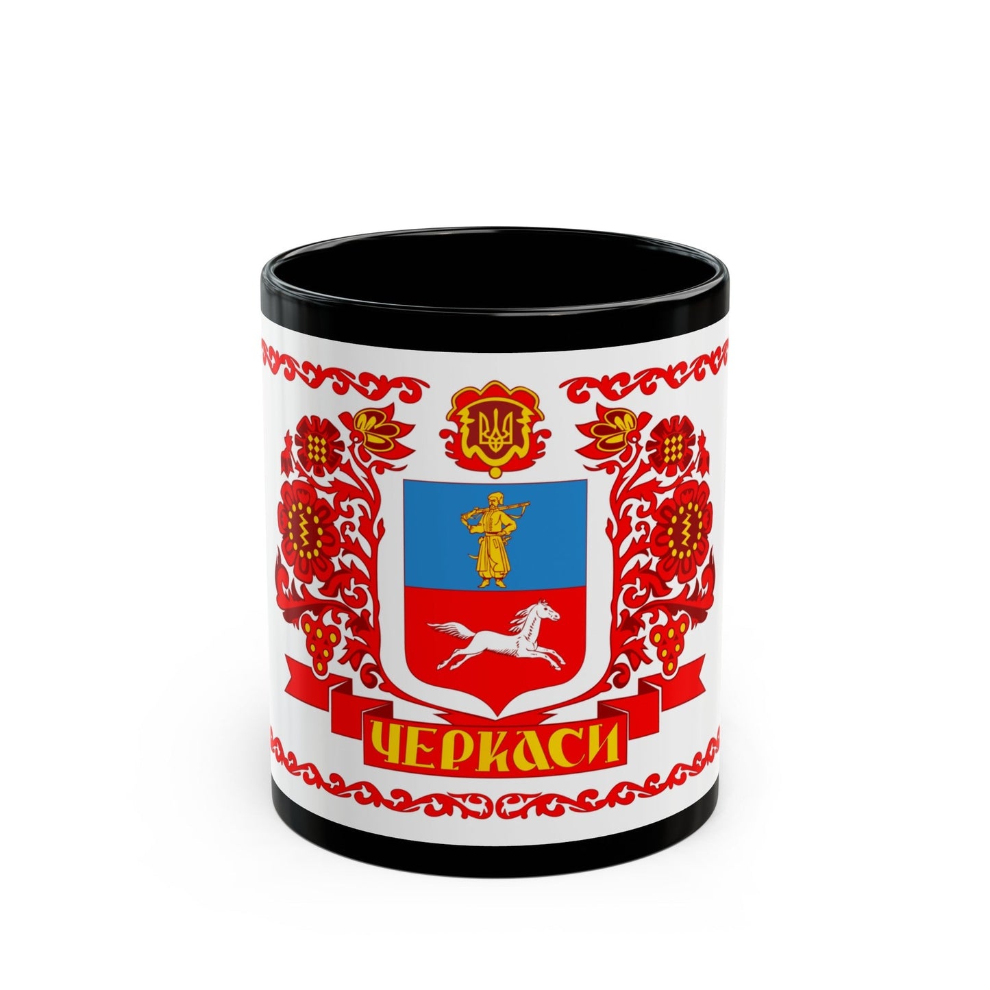 Flag of Cherkasy Ukraine - Black Coffee Mug-11oz-The Sticker Space