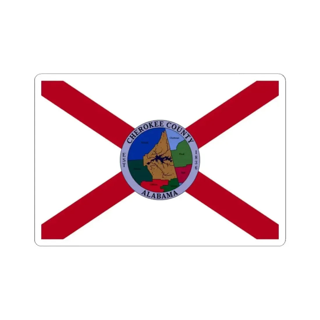 Flag of Cherokee County Alabama (United States) STICKER Vinyl Kiss-Cut Decal 2 Inch White - The Sticker Space