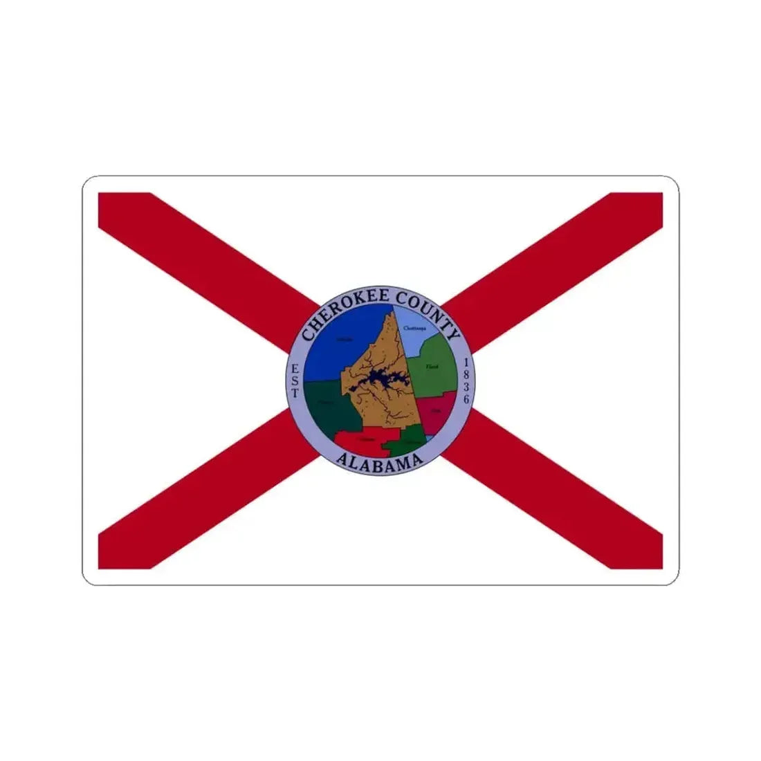Flag of Cherokee County Alabama (United States) STICKER Vinyl Kiss-Cut Decal 3 Inch White - The Sticker Space
