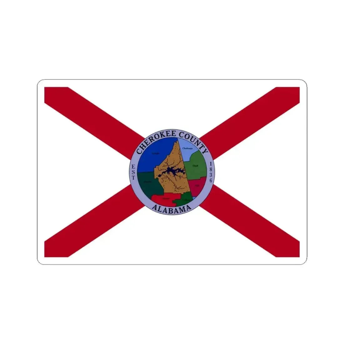 Flag of Cherokee County Alabama (United States) STICKER Vinyl Kiss-Cut Decal 4 Inch White - The Sticker Space