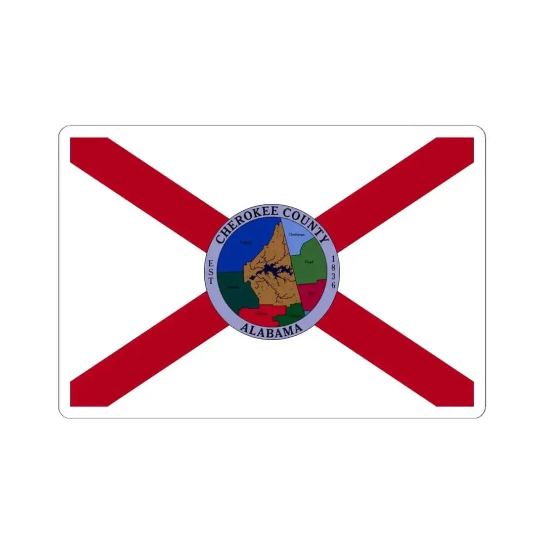Flag of Cherokee County Alabama (United States) STICKER Vinyl Kiss-Cut Decal 6 Inch White - The Sticker Space