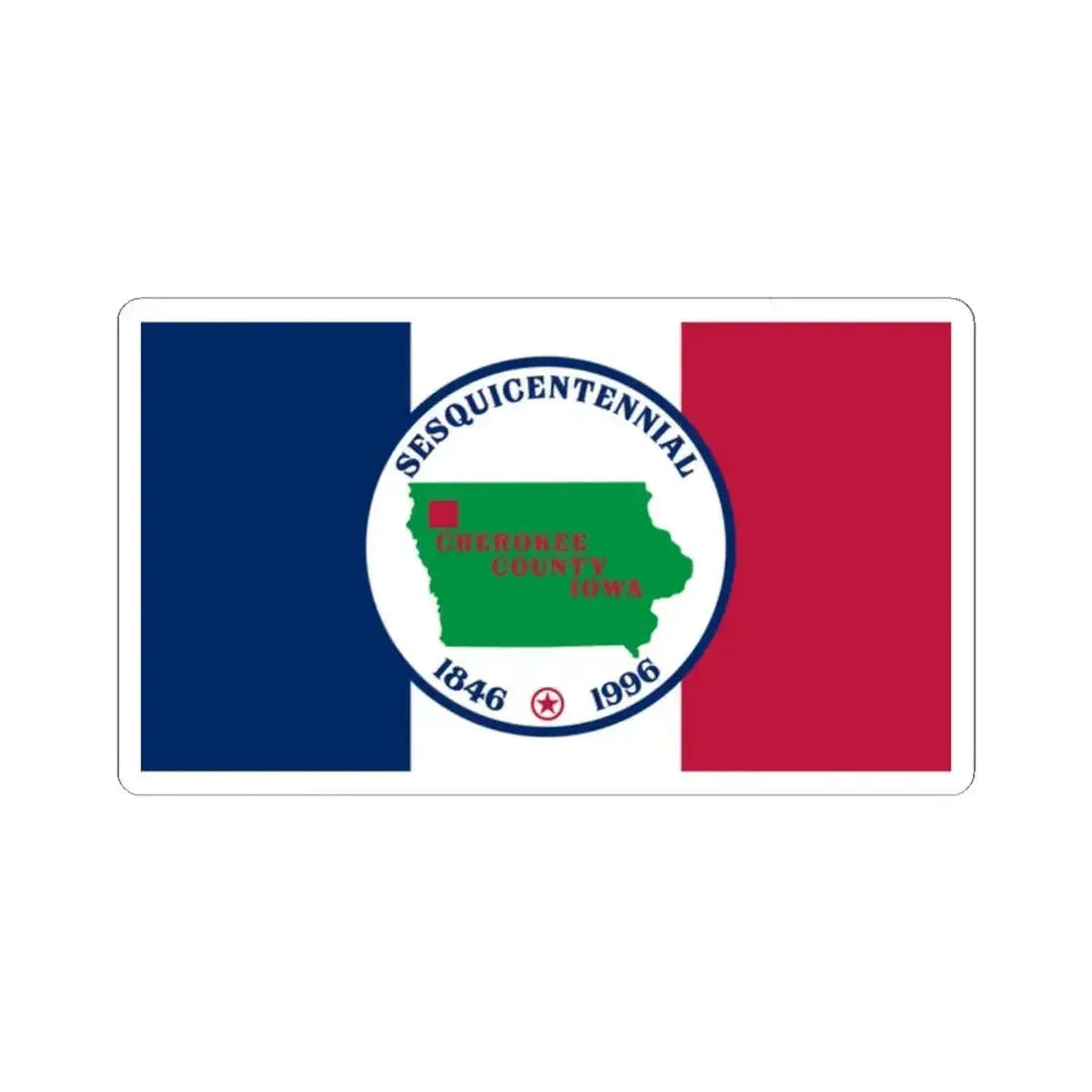 Flag of Cherokee County Iowa Sesquicentennial (United States) STICKER Vinyl Kiss-Cut Decal 2 Inch White - The Sticker Space