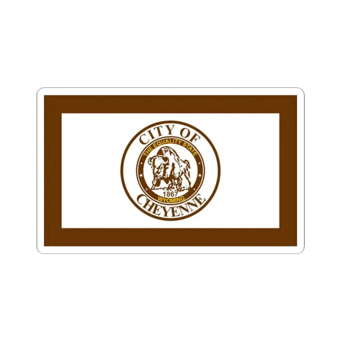 Flag of Cheyenne Wyoming (United States) STICKER Vinyl Kiss-Cut Decal 2 Inch White - The Sticker Space