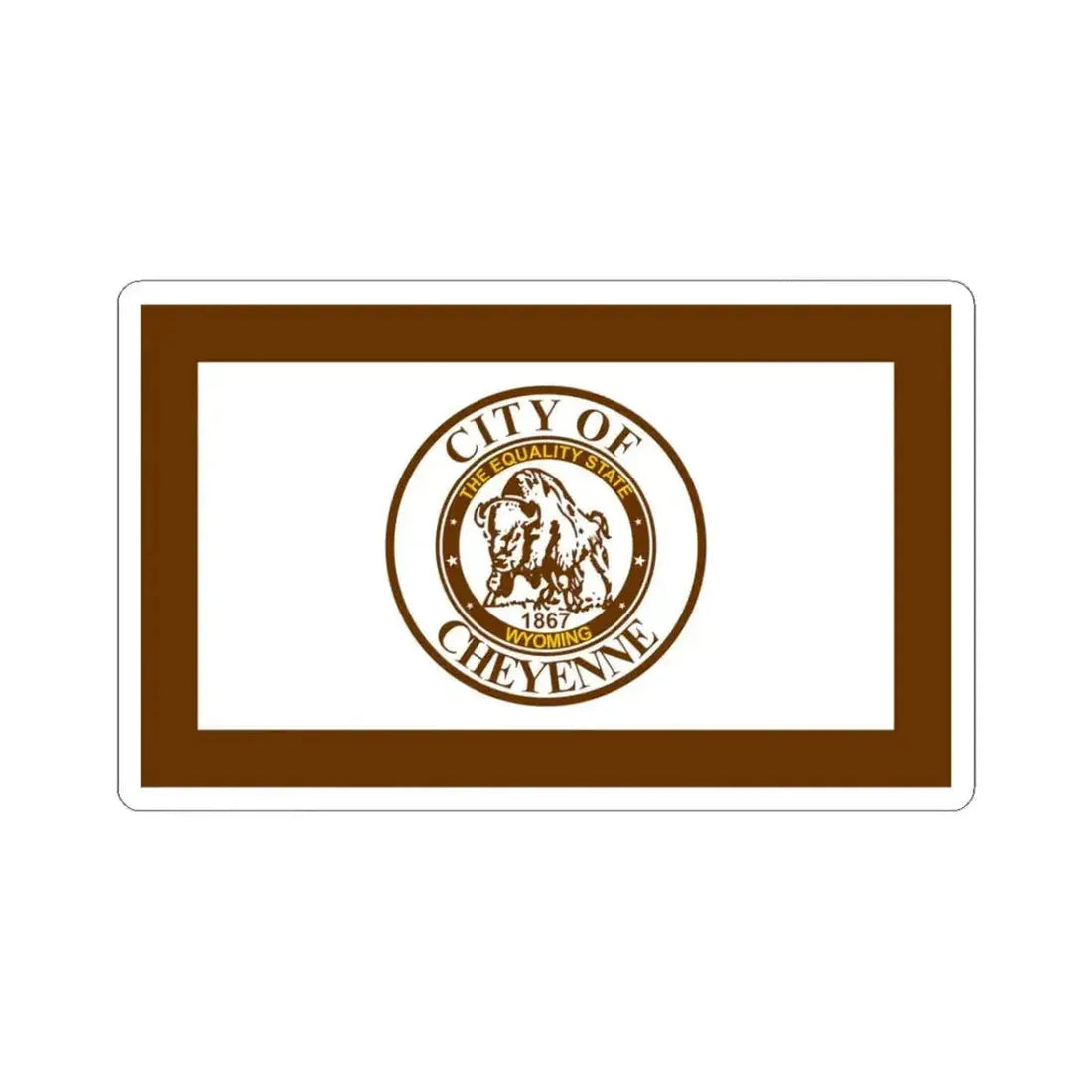 Flag of Cheyenne Wyoming (United States) STICKER Vinyl Kiss-Cut Decal 3 Inch White - The Sticker Space