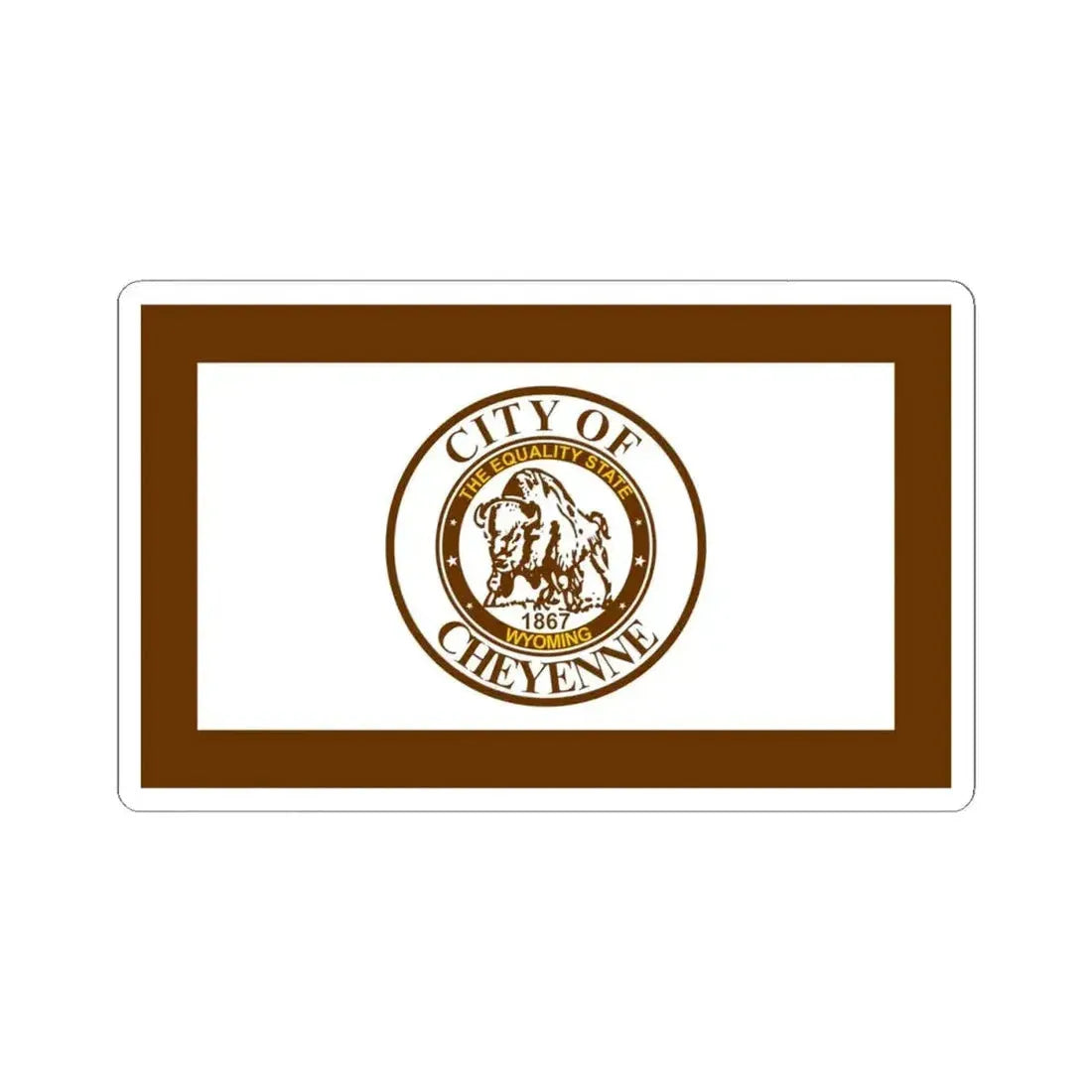 Flag of Cheyenne Wyoming (United States) STICKER Vinyl Kiss-Cut Decal 4 Inch White - The Sticker Space