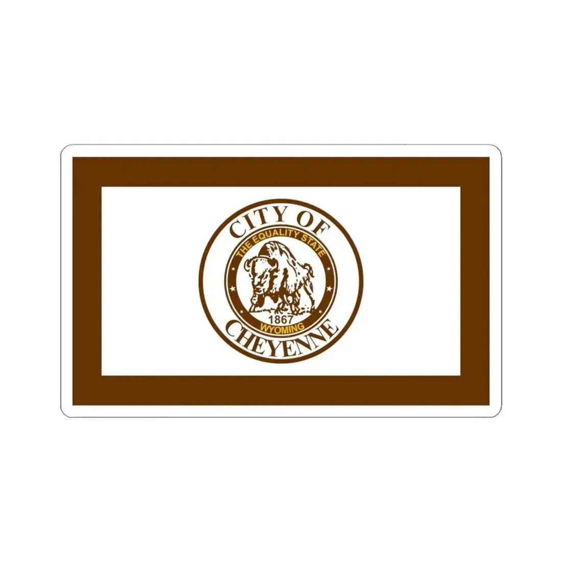 Flag of Cheyenne Wyoming (United States) STICKER Vinyl Kiss-Cut Decal 6 Inch White - The Sticker Space