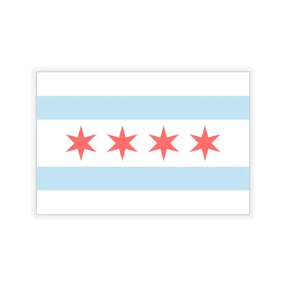Flag of Chicago, Illinois - STICKER Vinyl Kiss-Cut Decal 3 Inch Transparent - The Sticker Space