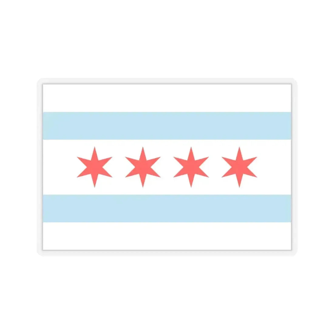 Flag of Chicago, Illinois - STICKER Vinyl Kiss-Cut Decal 4 Inch Transparent - The Sticker Space