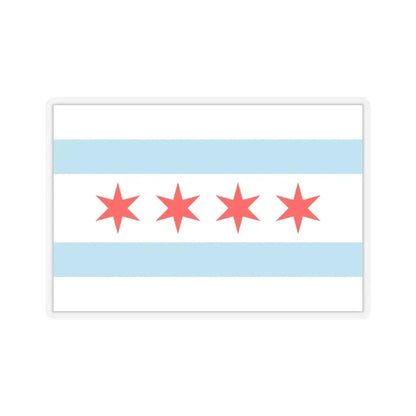 Flag of Chicago, Illinois - STICKER Vinyl Kiss-Cut Decal 4 Inch Transparent - The Sticker Space