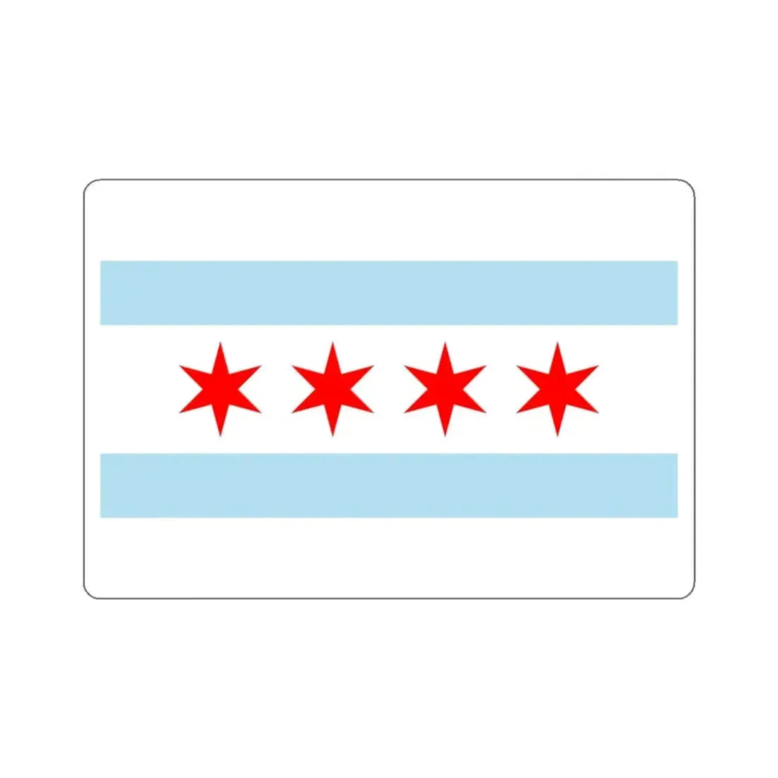 Flag of Chicago, Illinois - STICKER Vinyl Kiss-Cut Decal 4 Inch White - The Sticker Space