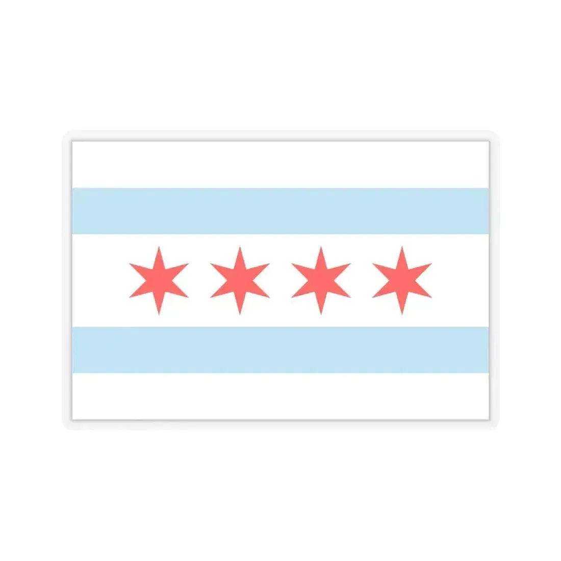 Flag of Chicago, Illinois - STICKER Vinyl Kiss-Cut Decal 6 Inch Transparent - The Sticker Space