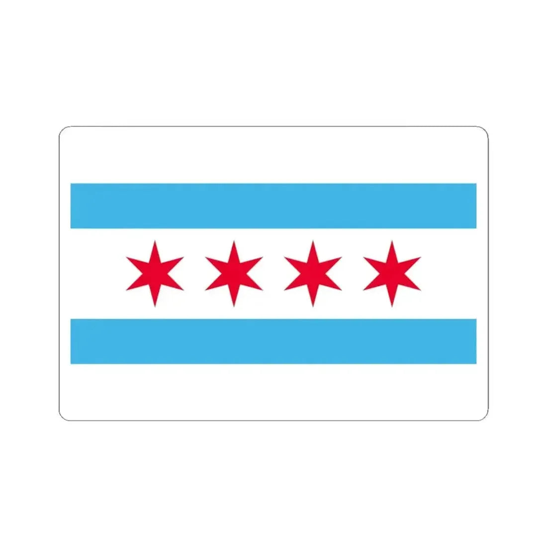 Flag of Chicago Illinois (United States) STICKER Vinyl Kiss-Cut Decal 4 Inch White - The Sticker Space