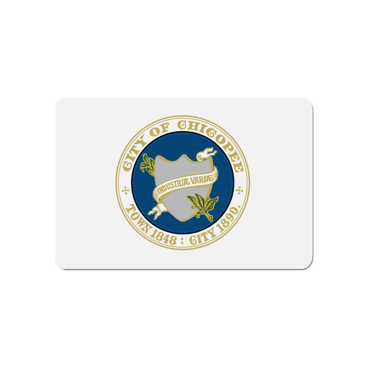 Flag of Chicopee Massachusetts - Die-Cut Magnet-4" x 4"-The Sticker Space