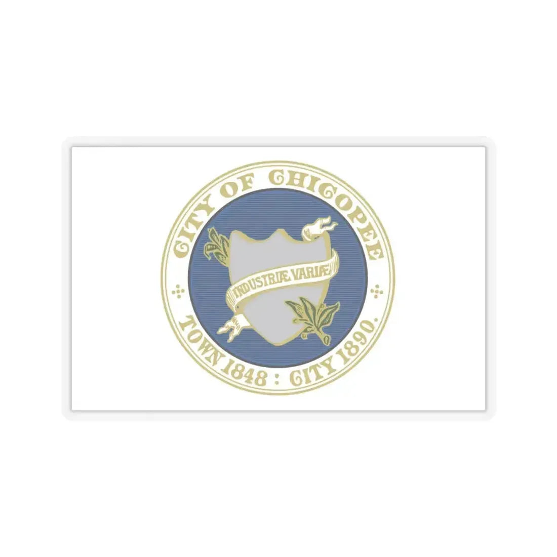 Flag of Chicopee, Massachusetts - STICKER Vinyl Kiss-Cut Decal 4 Inch Transparent - The Sticker Space