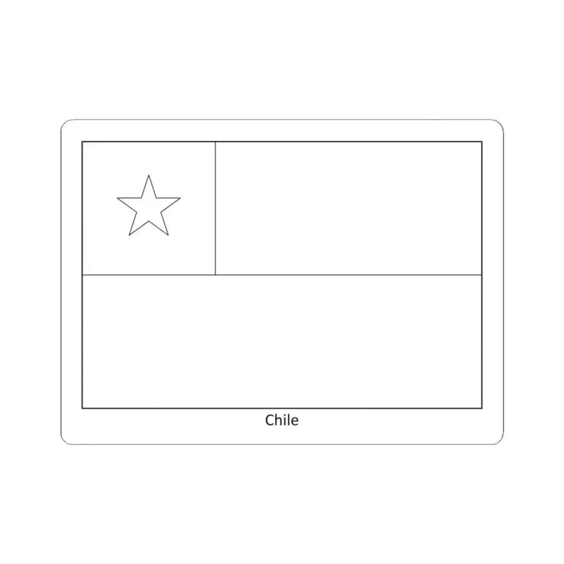 Flag of Chile colouring page (Chile) STICKER Vinyl Kiss-Cut Decal 3 Inch White - The Sticker Space