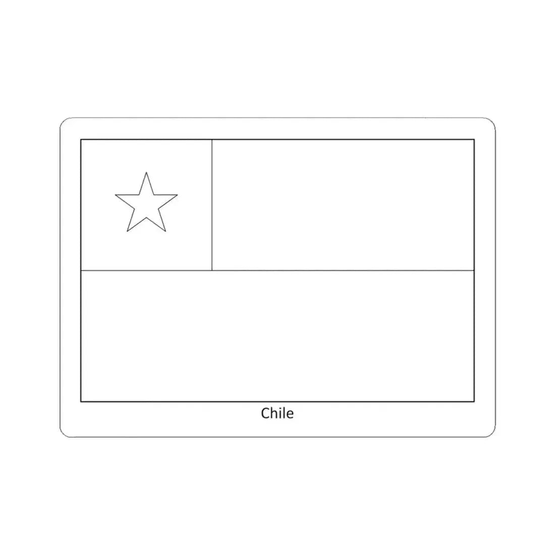 Flag of Chile colouring page (Chile) STICKER Vinyl Kiss-Cut Decal 4 Inch White - The Sticker Space