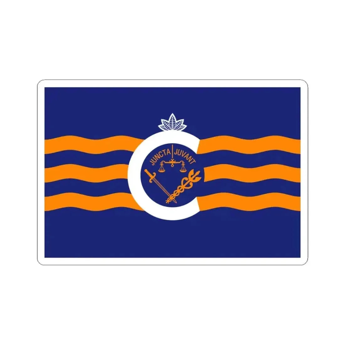 Flag of Cincinnati Ohio FC Cincinnati version inverse (United States) STICKER Vinyl Kiss-Cut Decal 3 Inch White - The Sticker Space